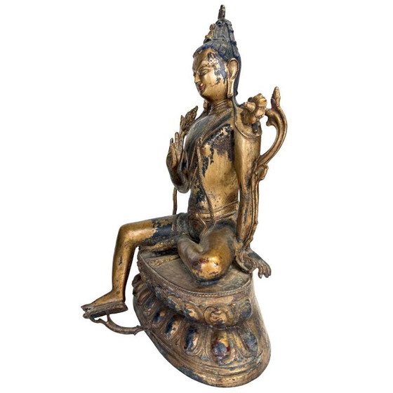 Mooie Avalokiteshvara – Sino-Tibetaanse stijl – 2e helft 20e eeuw – Beeldhouwkunst (photo 10 of 15)