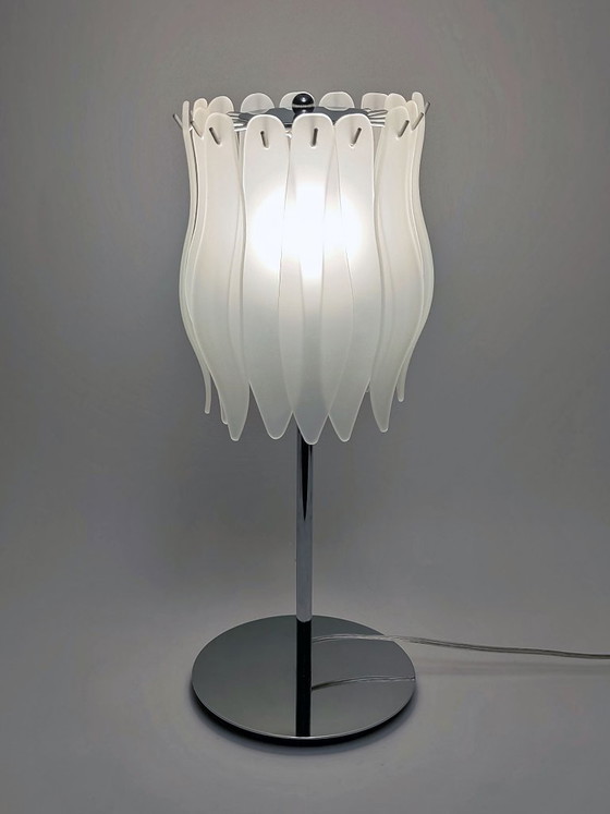 Massive Table lamp with glass slats – Metal, Vintage (photo 7 of 18)