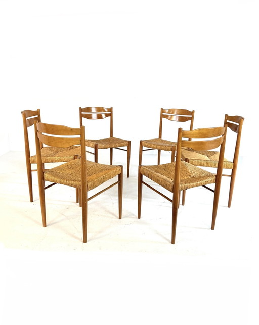 6x vintage biezematten stoel ‘60