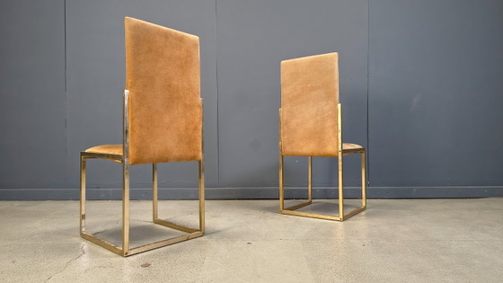 Image 1 of Vintage messing eetkamerstoelen van Belgochrom, set van 6 - jaren 70