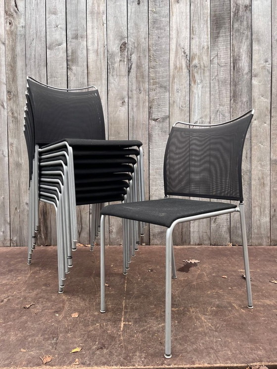 Zwitserse stoelen, Dietiker Satu (8 op voorraad), Eetkamerstoelen, Metaal, Textiel, Zwart, Design (foto 9 van 14)