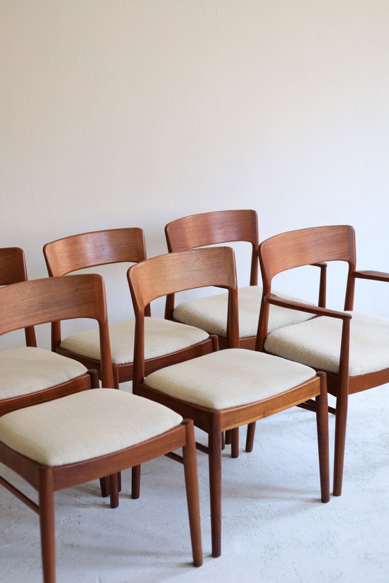 Image 1 of Set di 6 sedie da pranzo di Henning Kjaernulf, anni '60