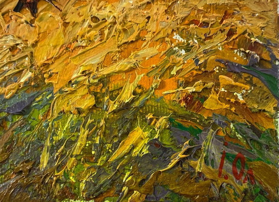 Image 1 of Original Oil Painting Rural Life Landscape In The Summer Field