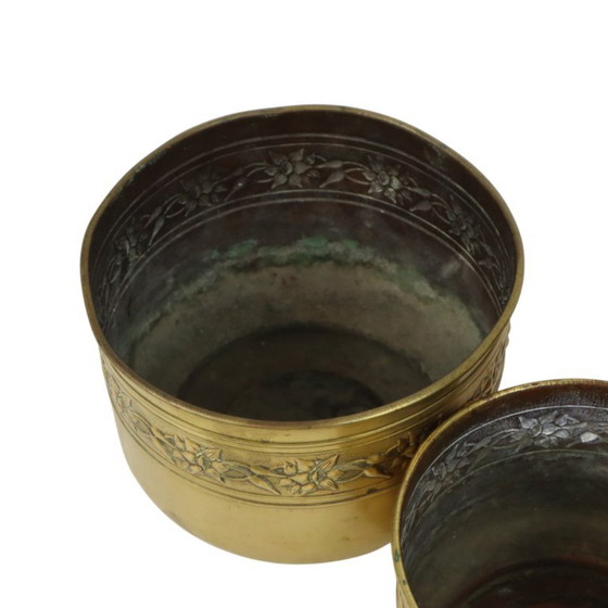 Oude Messing Repoussé Bloembakken Unis Paris – Plantenbak, Brass (photo 17 of 18)