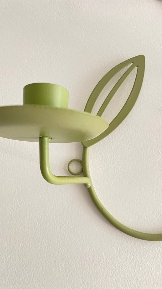 Image 1 of Portacandele da parete in metallo verde