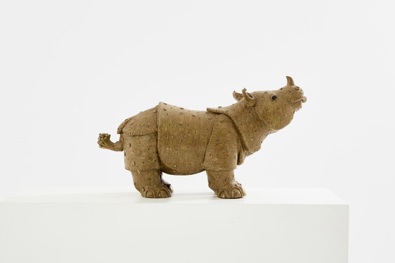 Image 1 of Scultura di rinoceronte di Valérie Courtet in gres smaltato, circa 2010