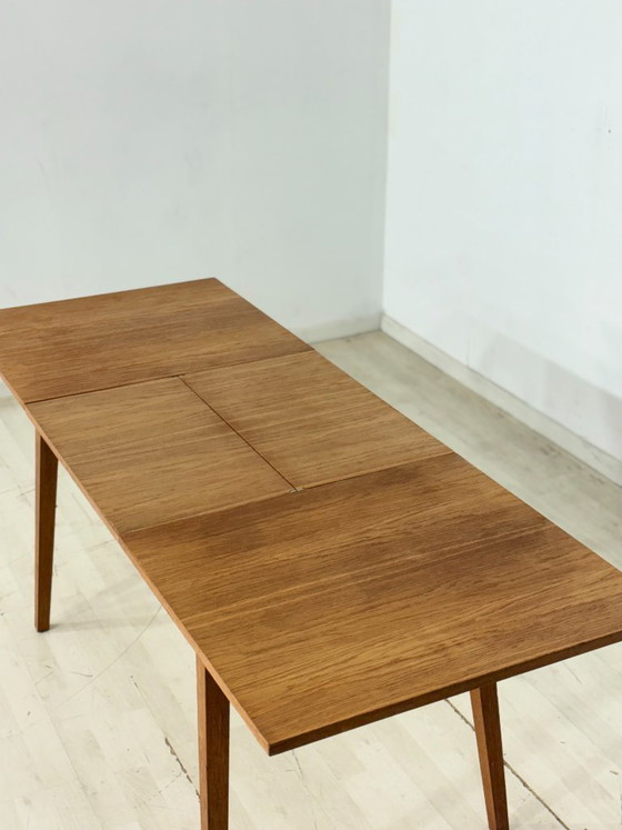 Image 1 of Scandinavian vintage kitchen dining table, oak – extendable – top freshly restored
