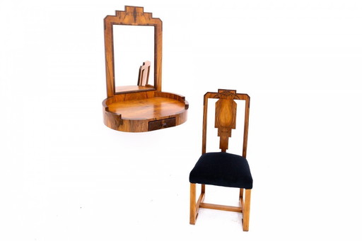 Dressing table with chair in Art Deco style, Poland, mid-20th century.