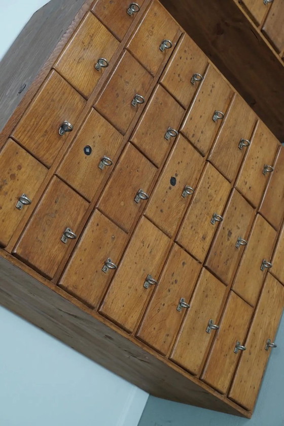 Image 1 of Vintage Duitse grenen en eiken apothekerskast, jaren 1950