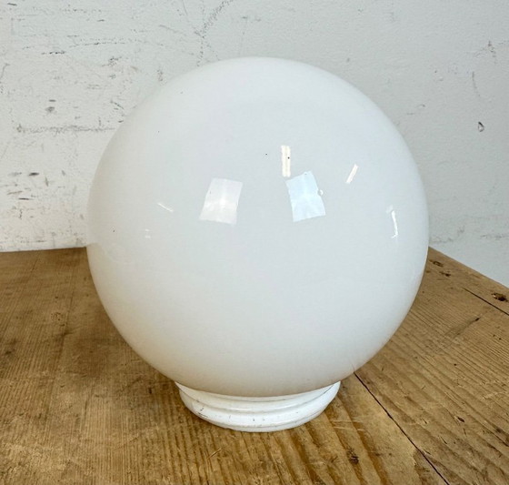 Image 1 of Vintage White Porcelain Ceiling Light with Milk Glass, 1960s