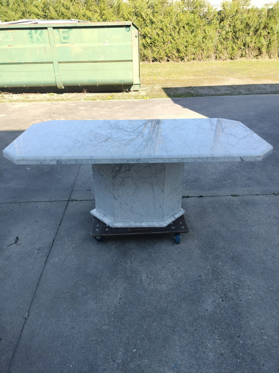 Image 1 of Carrera Marble Dining Table 180x90 cm – Designer Table – Black/White “Italian design style / presumably Italian made.”