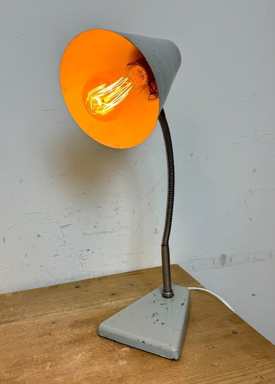Image 1 of Lampada da tavolo a collo di cigno industriale grigia di Zaos, anni '60