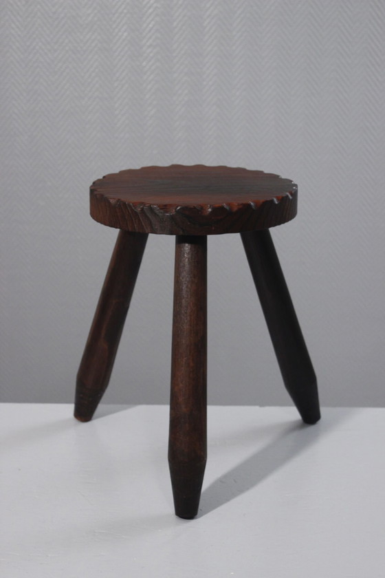 Image 1 of Vintage tripod milking stool popular Brutalist design France 1950s