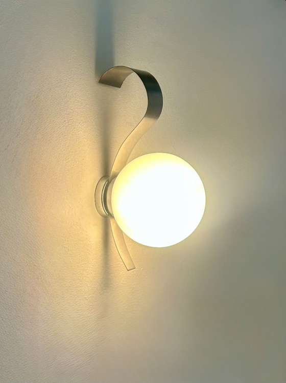 Image 1 of Applique vintage, vetro opalino e metallo spazzolato, Francia, 1960