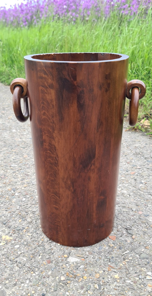 Portaombrelli vintage in legno, stile brutalista anni '50