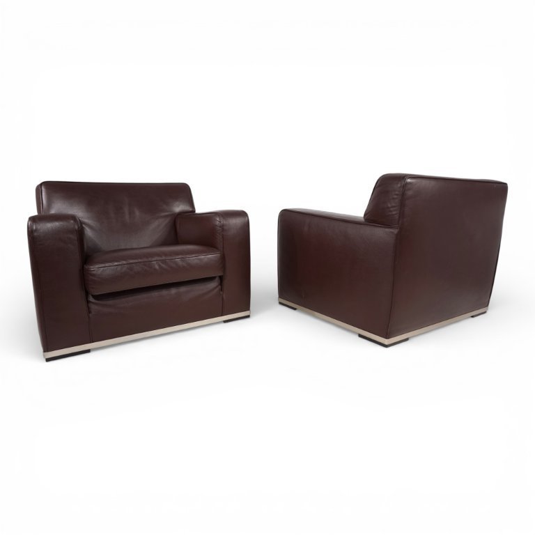 Set of 2 B&B Italia Maxalto Apta Imprimatur leather armchairs by