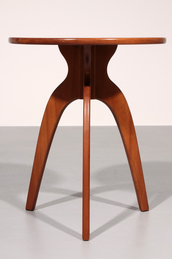 Image 1 of Italian Craftsmanship Round Walnut Side Table from the 60s