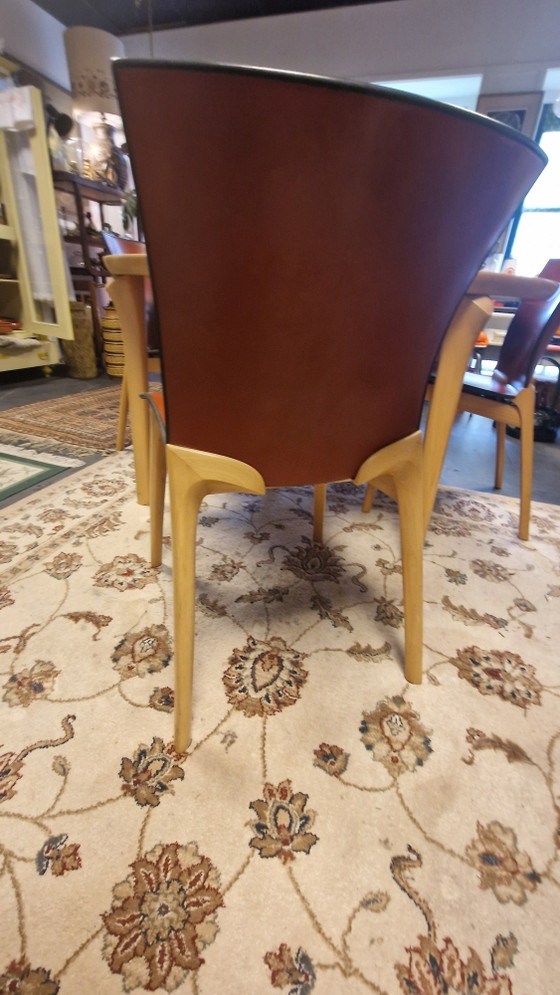 Vintage Cassina Eettafelset Met 6 Stoelen – Eetkamerset, Wood, Leather (photo 4 of 8)