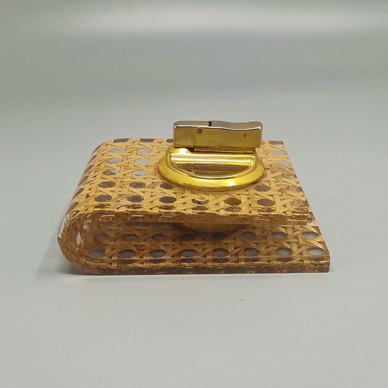 Image 1 of Schitterende tafelaansteker uit de jaren 70 van Weens stro, gemaakt door Geolel in Italië.