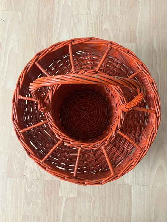 Vintage Orange Wicker Bar Basket Bottle and Glass Holder, Wine racks (photo 5 of 9)