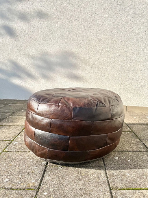 Vintage patchwork leren poef, de Sede like
