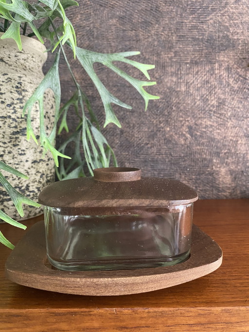 Holmegaard vintage teakhouten botervloot Deens design