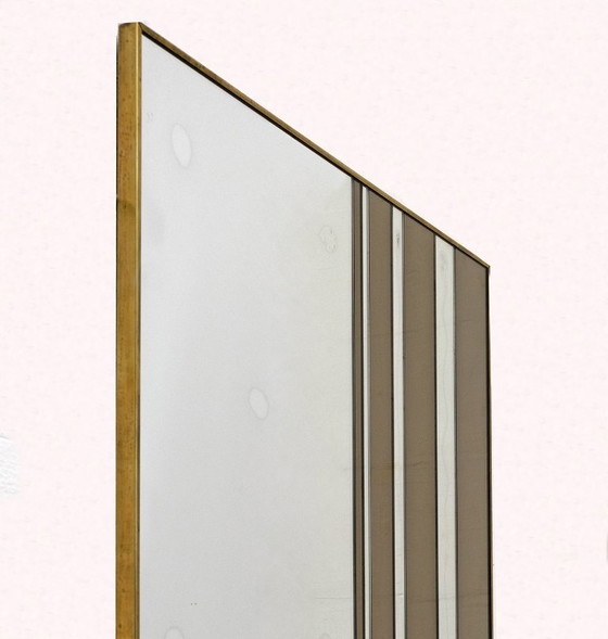 Image 1 of Attributed to Romeo Rega Mid-Century Modern Italian Bicolor Wall Mirror, 1970s