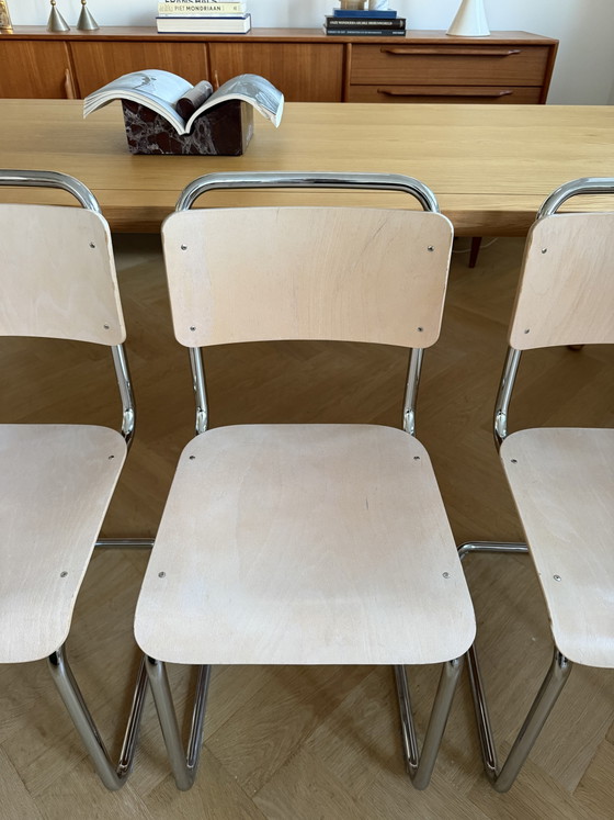 4x Gispen 101 Buisframe Stoelen – Eetkamerstoelen, Metal, Wood (photo 9 of 14)
