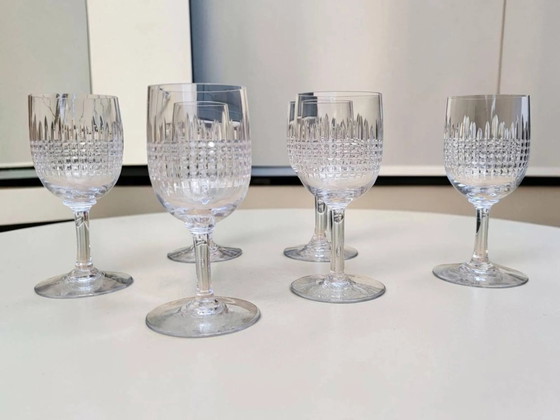 6 crystal wine glasses from Baccarat, model Nancy. – Glass & Decanter, Art Deco (photo 4 of 7)