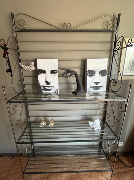 Authentique étagère de boulanger en fer forgé français