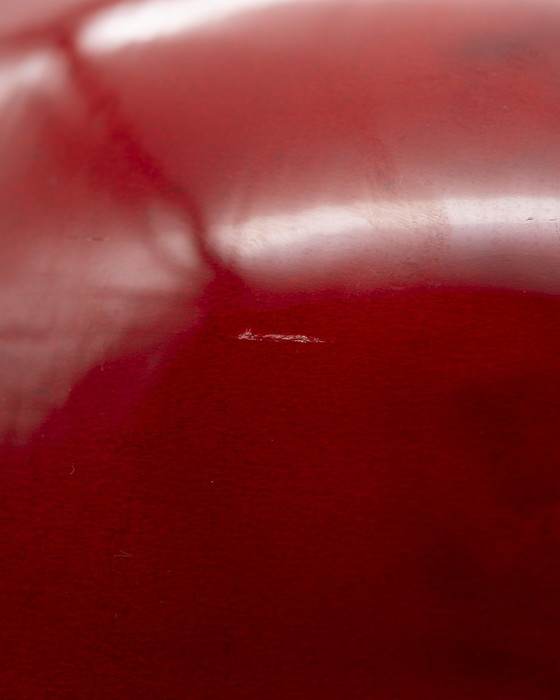 Image 1 of Raro jarrón de cerámica Ernestine Cannon de mediados de siglo, de color rojo intenso brillante, Salerno, Italia.