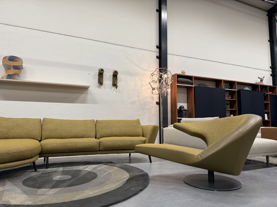 Image 1 of Leolux Parabolica Draai Fauteuil Mondo stof Raffino leer 