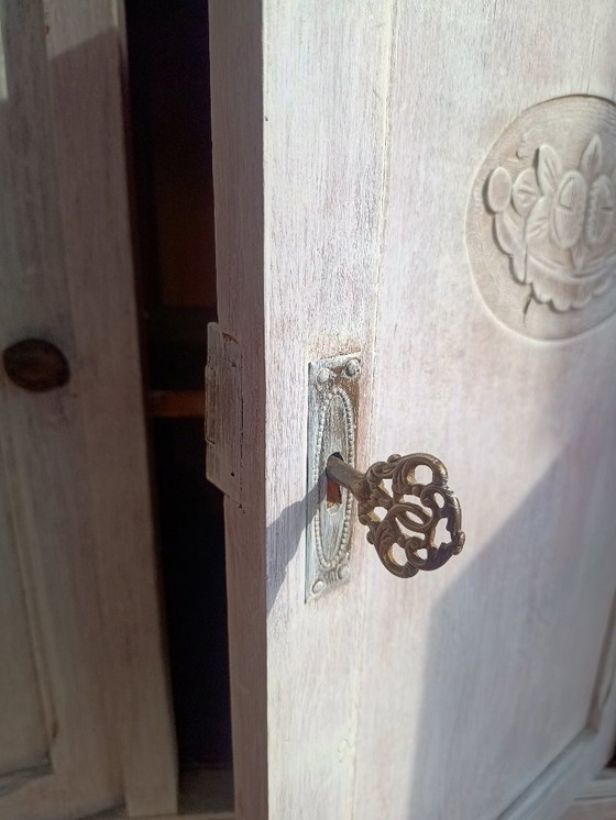Image 1 of Antique sideboard with leaded glass and mirror