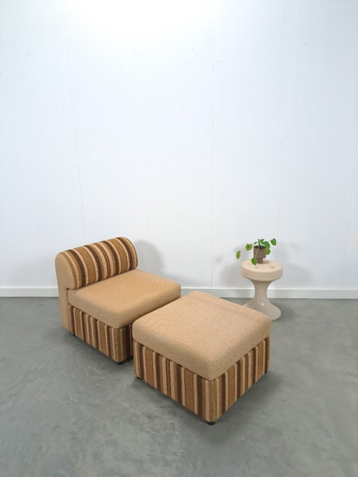 Gestreepte elementen fauteuil met hocker of sofa