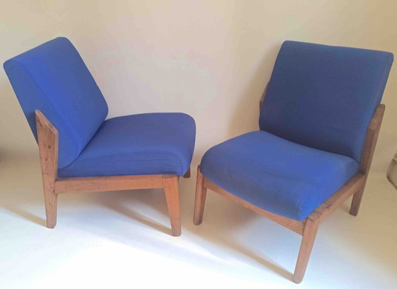 Image 1 of Pair of 1950s solid teak armchairs