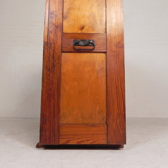 Pine school chart cabinet, architect's cabinet, map cabinet, 1930s, Storage cabinet, Wood, Brown (photo 18 of 25)