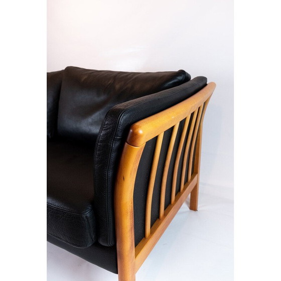 Image 1 of Vintage 2-seater sofa upholstered in black leather, Denmark 2002