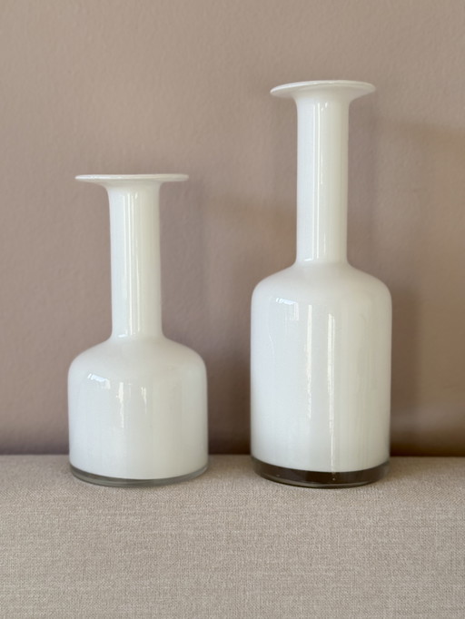Set of vintage Danish opaline glass vases Otto Brauer style