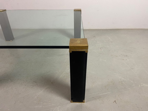 Hollywood Regency Mid-century Design Peter Ghyczy Glass & Brass Coffee Table. The Netherlands, 1970s. Ref.: (photo 9 of 12)