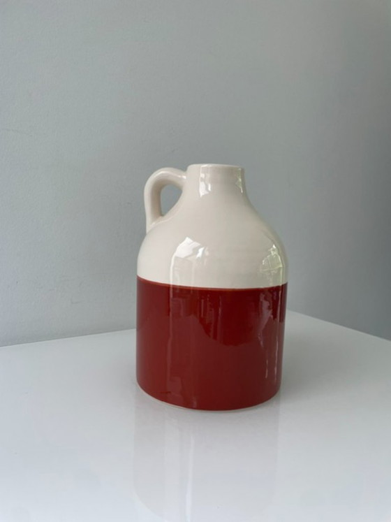 Image 1 of Decorative ceramic jug with white and terra glaze