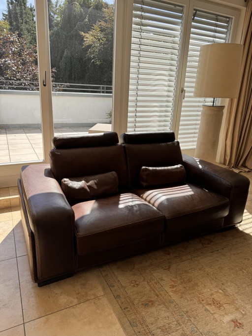 Roche Bobois Ledersofa „Cappuccino“ – Yutland Chocolat – 194 cm