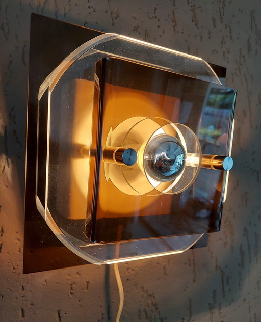 Vintage Wandlamp Herda Space Age Design Perspex