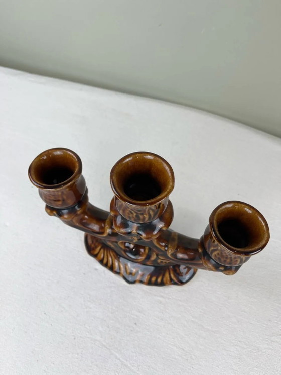 Barbotine kroonluchter – Kandelaars en kaarsen, Porcelain, Ceramic, Art Nouveau (photo 2 of 8)