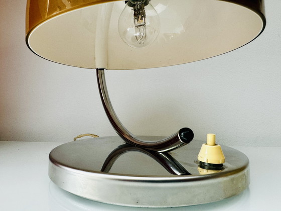 Image 1 of Space Age Caramel Colored Mushroom Table Lamp By Luigi Massoni For Meblo Guzzini