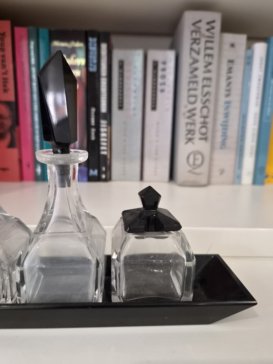 Image 1 of Beautiful Art Deco Oil & Vinegar Set – 5-piece – 1930s