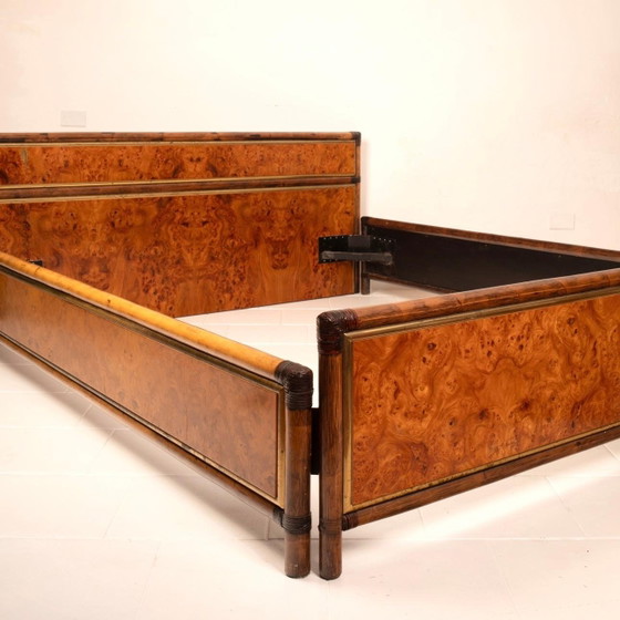 Cama King Size Alberto Smania Marango en Madera de Raíz y Latón Mid Century 1967 – Colchones y somieres (photo 14 of 20)