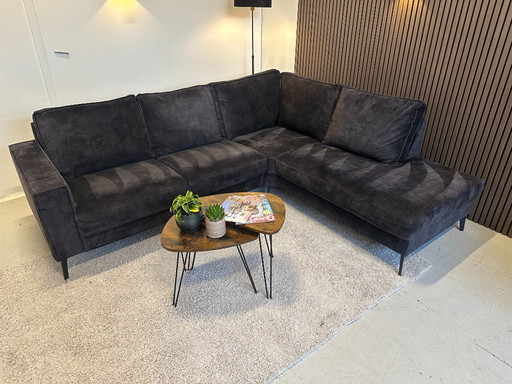 Black velvet corner sofa 250x210 cm
