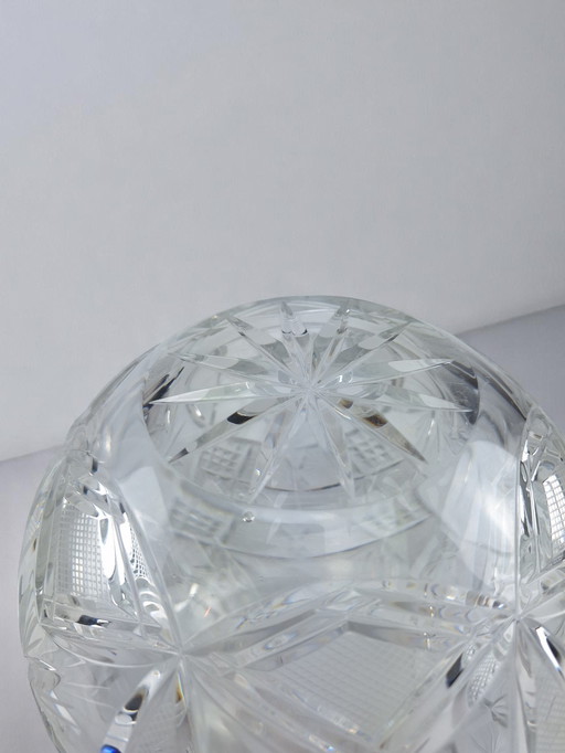 Lead crystal spherical vase bowl hand-cut