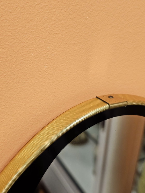 Oval Vintage Mirror Black Edge Brass Trim Wall Mirror – Glass (photo 4 of 6)