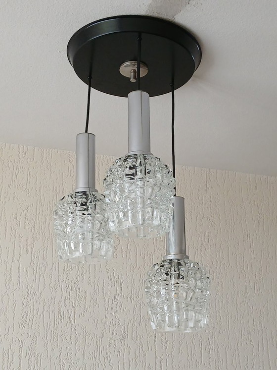 Image 1 of Cascade Lamp - Glas - Chrome - Vintage - Jaren 60 